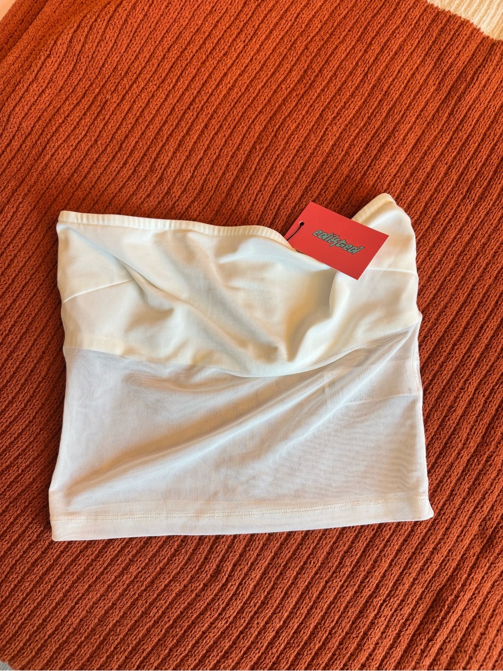 Edikted White Mesh Tube Top